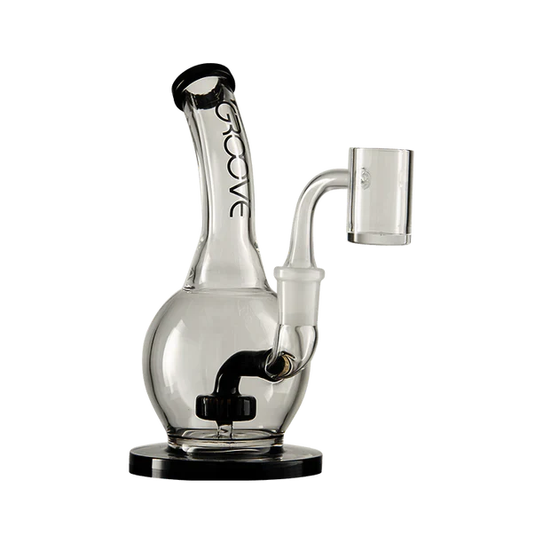 Groove Bubbler Rig with Base Water Pipe 7" Side View for Concentrates