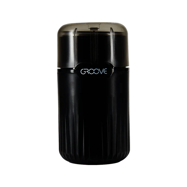 Groove Ripster Electric Grinder front view, sleek black design for dry herbs