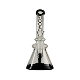 Groove Water Pipe Beaker Rig with clear glass design, front view on a black background