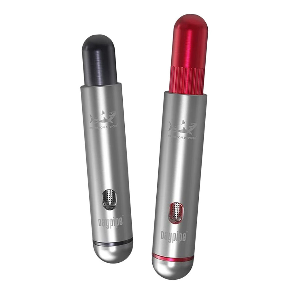 Hamilton Devices Daypipe Dry Herb Pipe in Black and Red, Steel Material, Front View