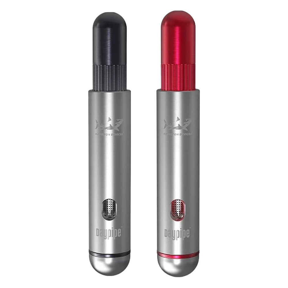 Hamilton Devices Daypipe Dry Herb Pipe in Black and Red, Front View, Portable Steel Hand Pipes