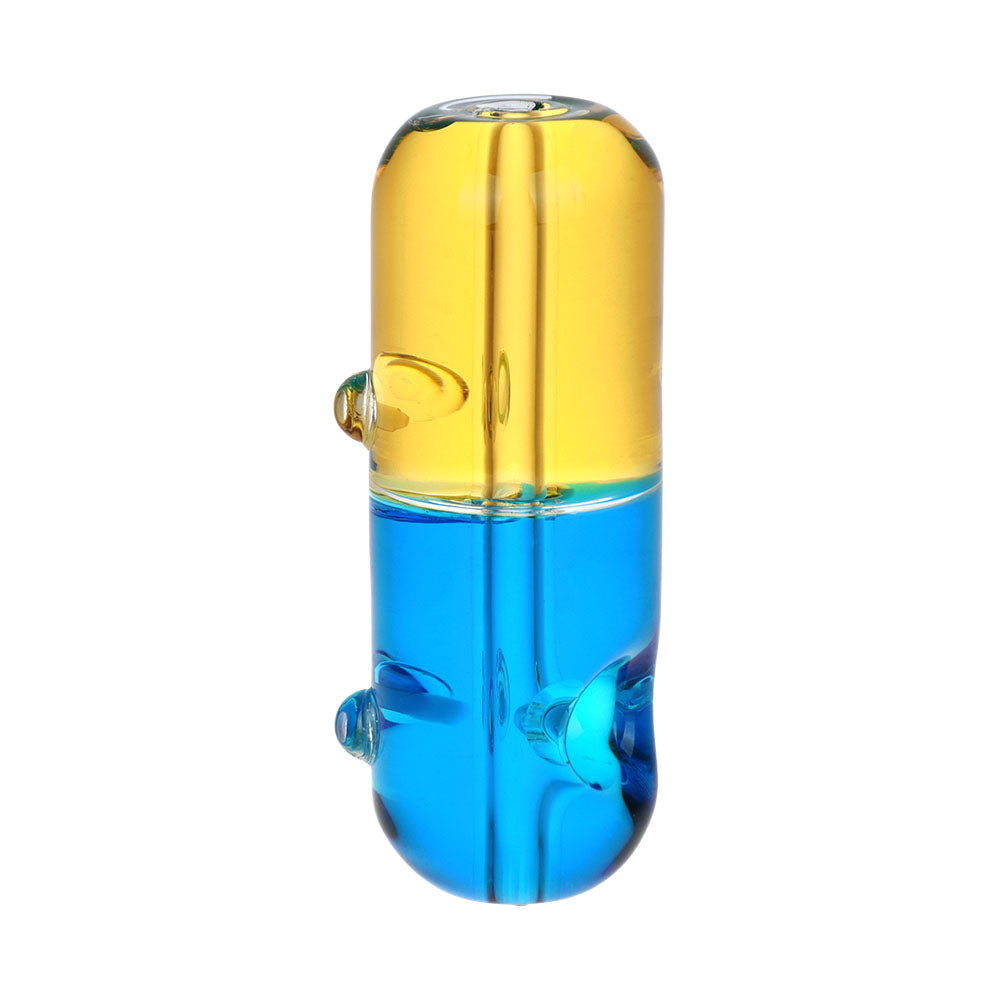 Bicolor Glycerin Hand Pipe for Cool Hits, Borosilicate Glass, Front View on White Background