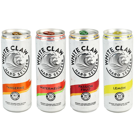 Assorted White Claw Hard Seltzer Can Stash Safes, 12oz, with Flavor Labels - Front View