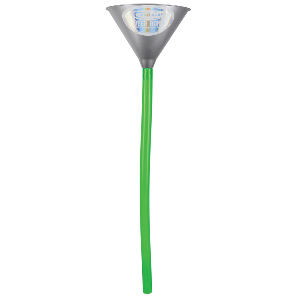 Head Rush 1 Hose Beer Bong Funnel with 2 Feet Green Hose for Party Games, Front View