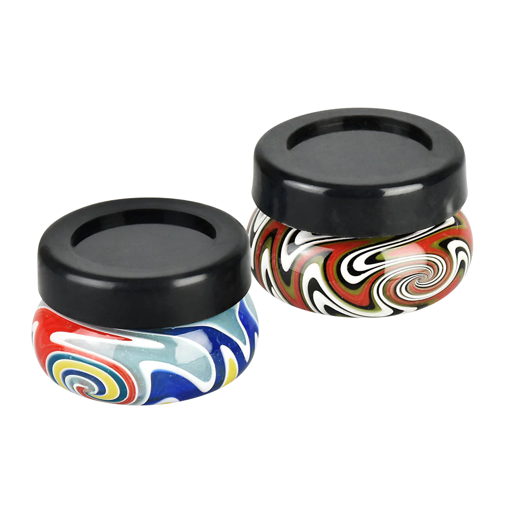 Heady Wig Wag Borosilicate Glass Concentrate Storage Jars with Swirl Design