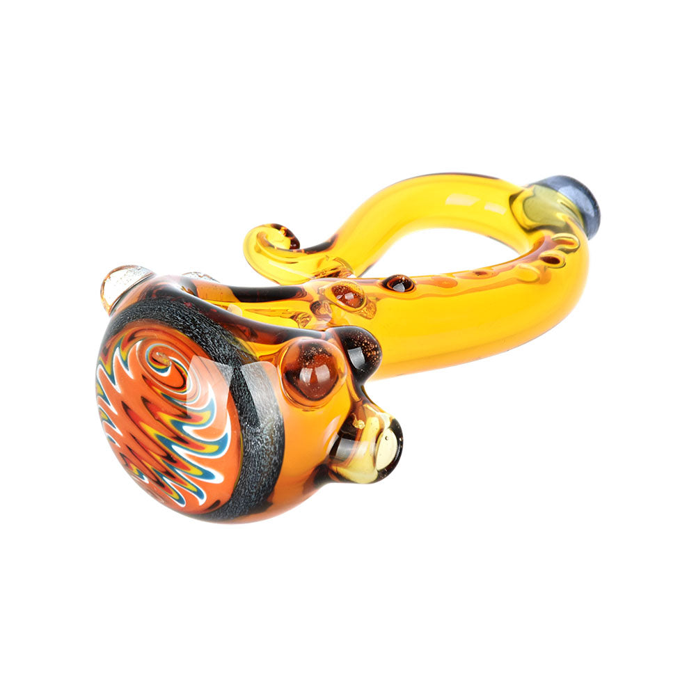 Harmonic Hyperforce Wig Wag Portal Octo Arm Hand Pipe in Black Borosilicate Glass, 5" Spoon Design