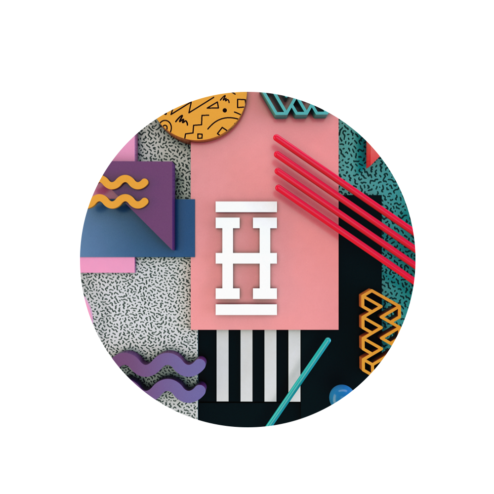 Hemper 8" Shock Absorbent Glass Pad with colorful party design, top view