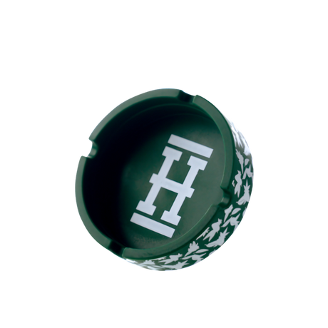 Hemper Asher "Cannaflage" Silicone Ashtray in Green/White - Top View with Notches