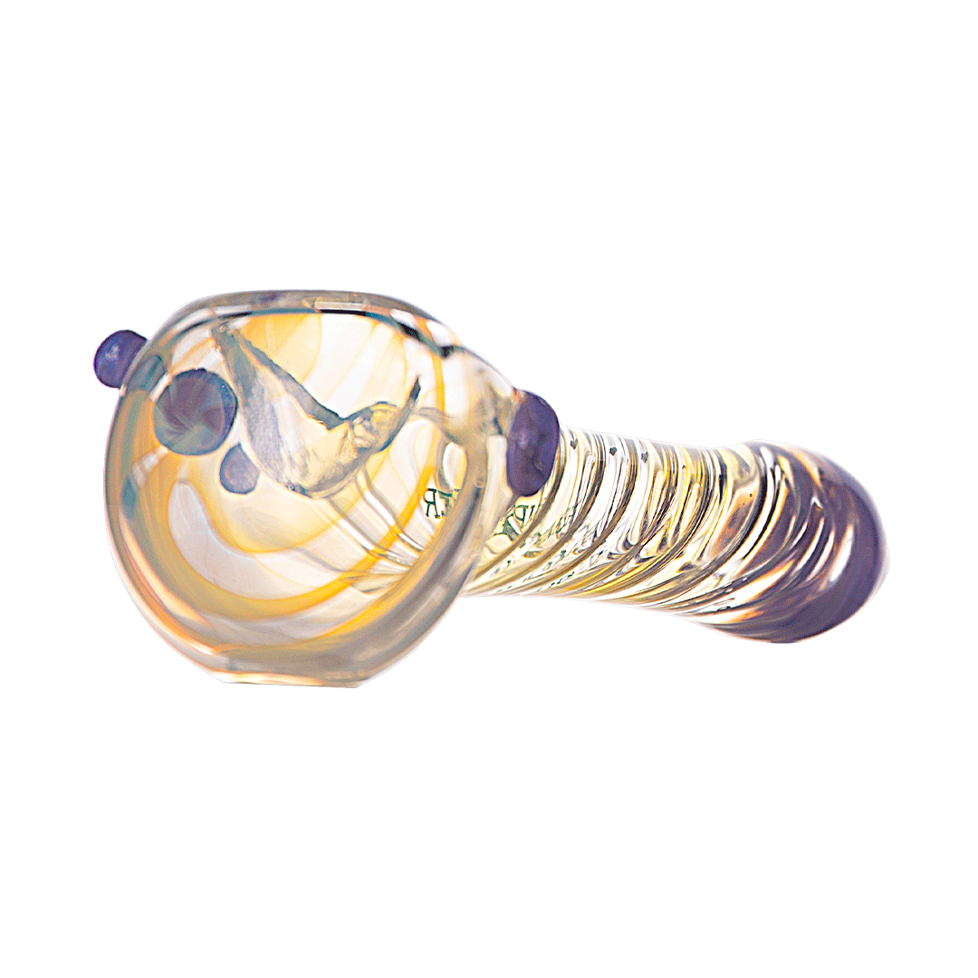 Hemper Color Changing Pipe with Swirl Design, 6" Length, Green and Purple Accents