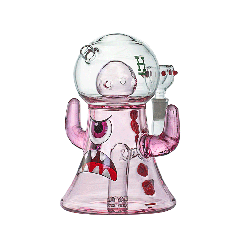 Hemper Dankzilla XL Bong in Green, Front View, 14mm Joint, 8.5" Tall with Monster Design