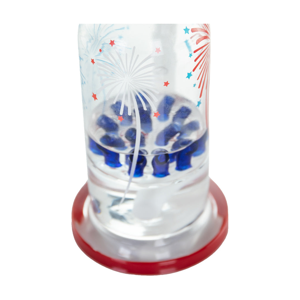 Hemper Fireworks XL Bong close-up, showcasing its intricate fireworks design and deep blue bowl