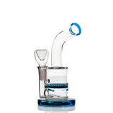 Hemper Honeycomb Rig in Blue with a 14mm Female Joint and Honeycomb Percolator, Front View