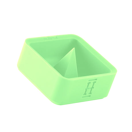 Hemper Silicone Caché Ashtray in Glow in the Dark Green, front view on seamless white background