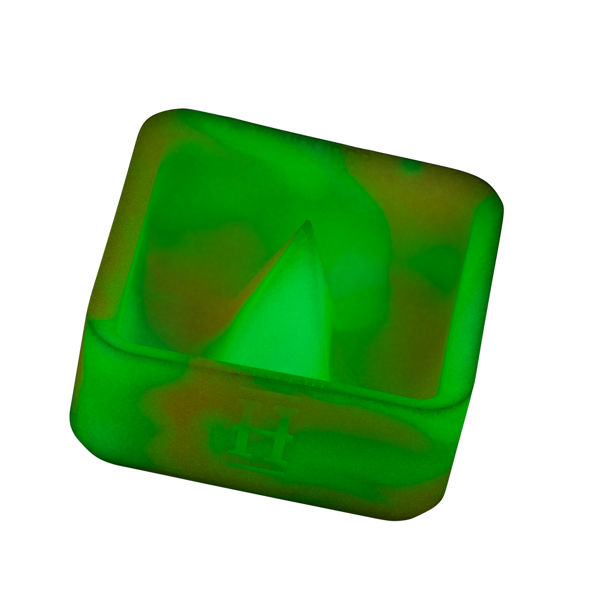 Hemper Silicone Caché Ashtray in Black and Green, Debowling Feature, Top View