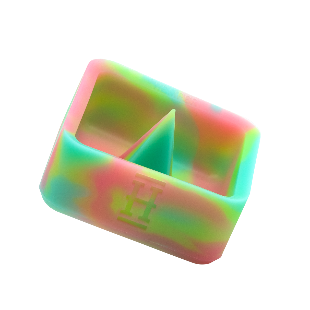 Hemper Silicone Caché Ashtray in Rainbow Colors, Debowling Feature, Isolated on White