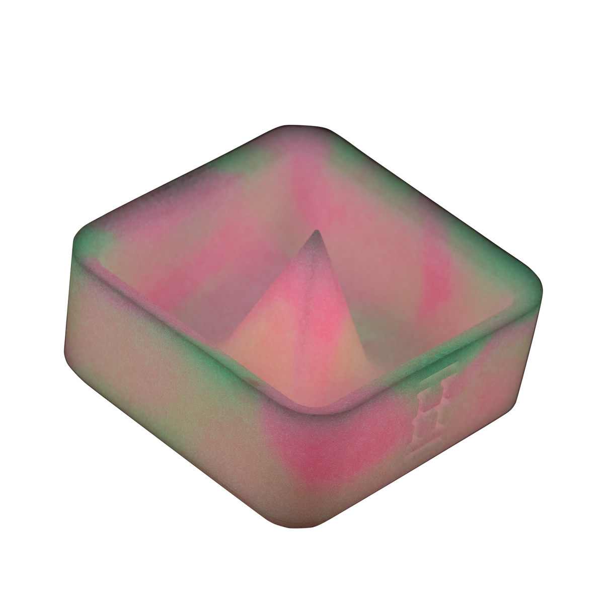 Hemper Silicone Caché Ashtray in Purple & Green, Debowling Feature, Top View