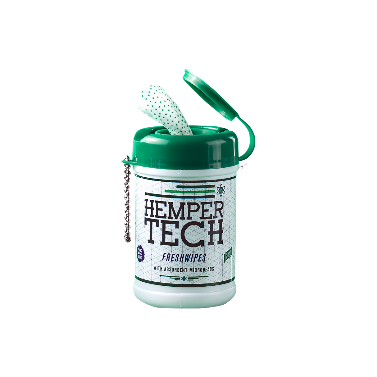 Hemper Tech Freshwipes Bucket with Alcohol Wipes for Cleaning, Front View on White Background