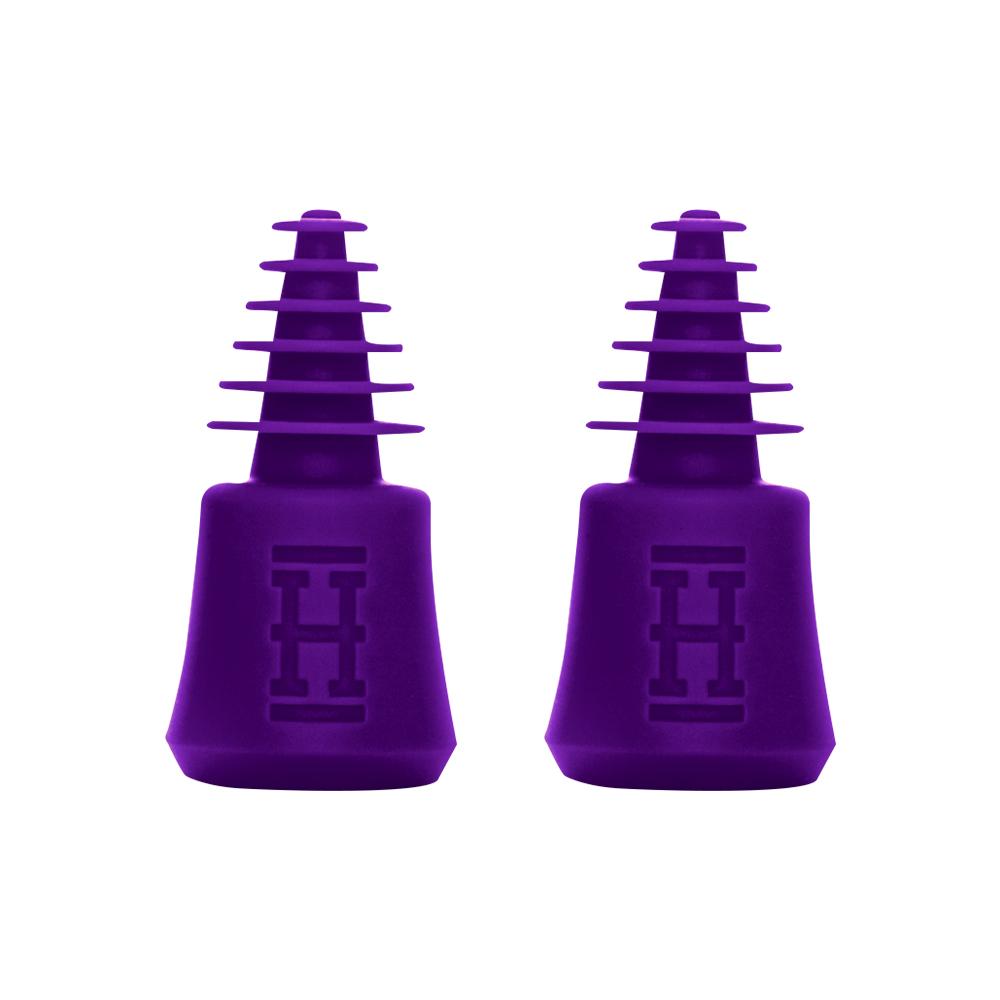 Hemper Tech purple cleaning plugs and caps set for bong maintenance, front view on white background
