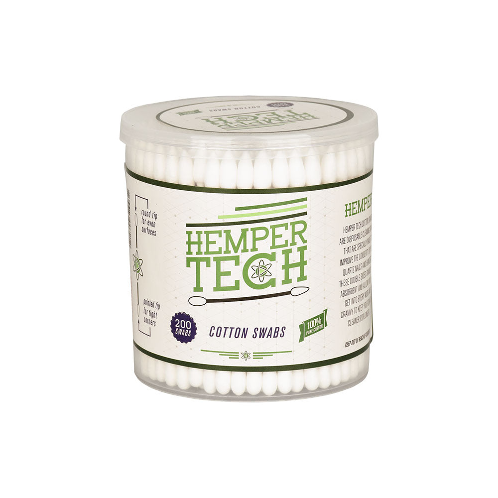 Hemper Tech Dual Tip Cotton Swabs 200 pack, 6pc Display, front view on white background