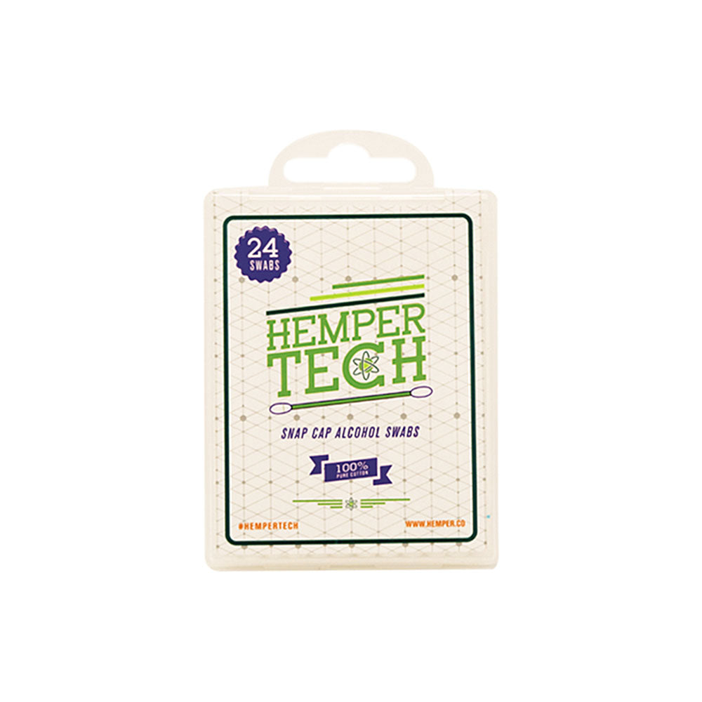 Hemper Tech Snap Cap Alcohol Cotton Swabs 24pk front view on seamless white background