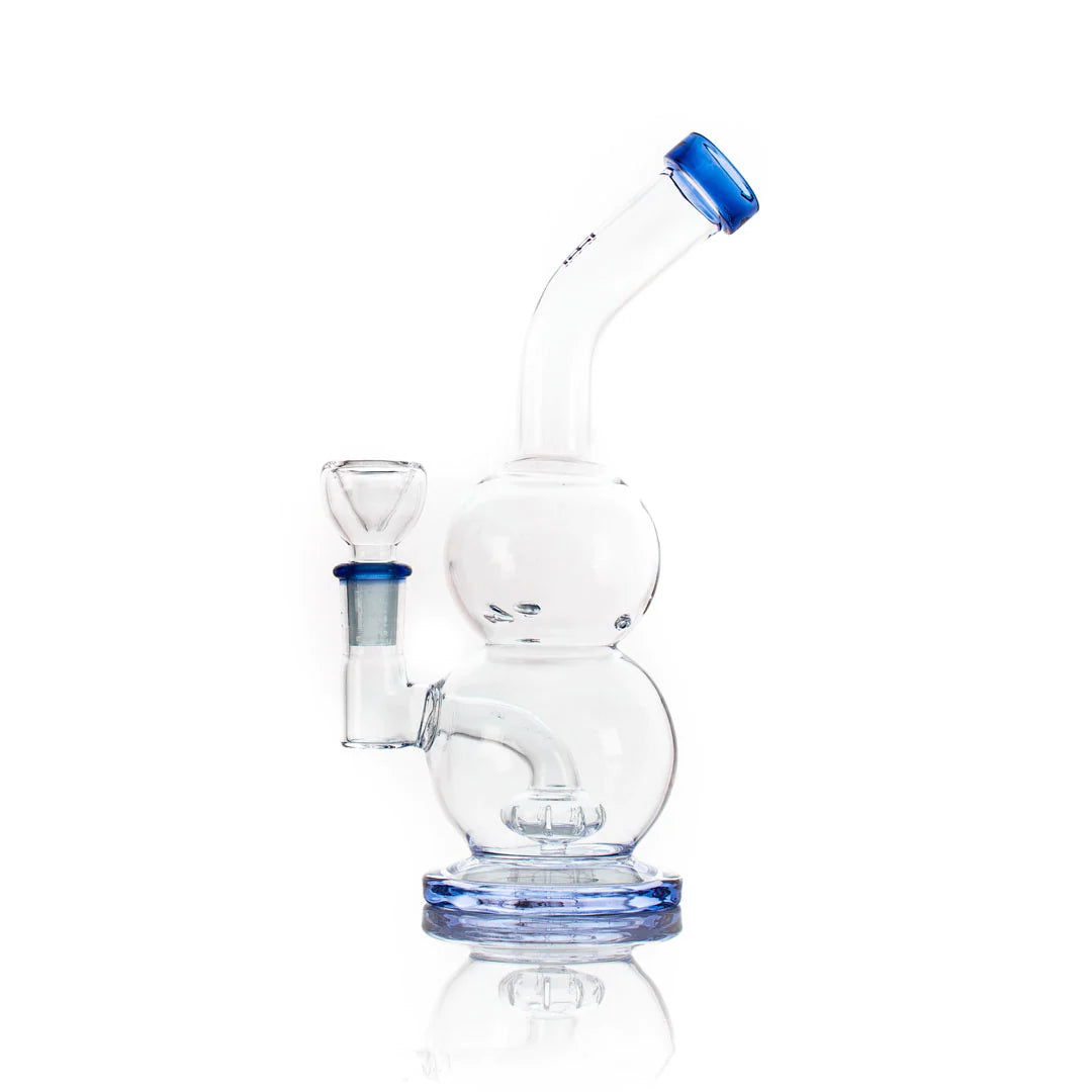 Hemper Tornado Vortex Rig in Blue - 6" Quartz Bong with 14mm Female Joint, Front View