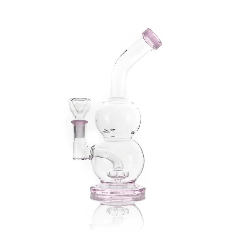 Hemper Tornado Vortex Rig in Pink, 6" compact design with quartz banger, front view on white background