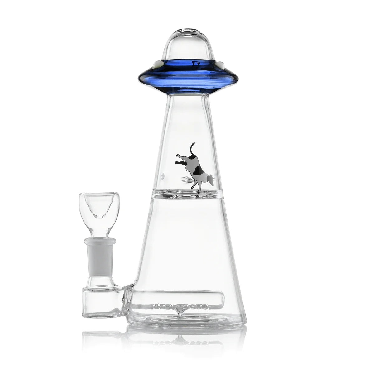 Hemper - UFO Vortex Bong in Blue with In-Line Percolator - Front View