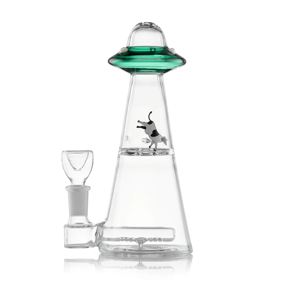 Hemper UFO Vortex Bong in Jade - Front View with In-Line Percolator