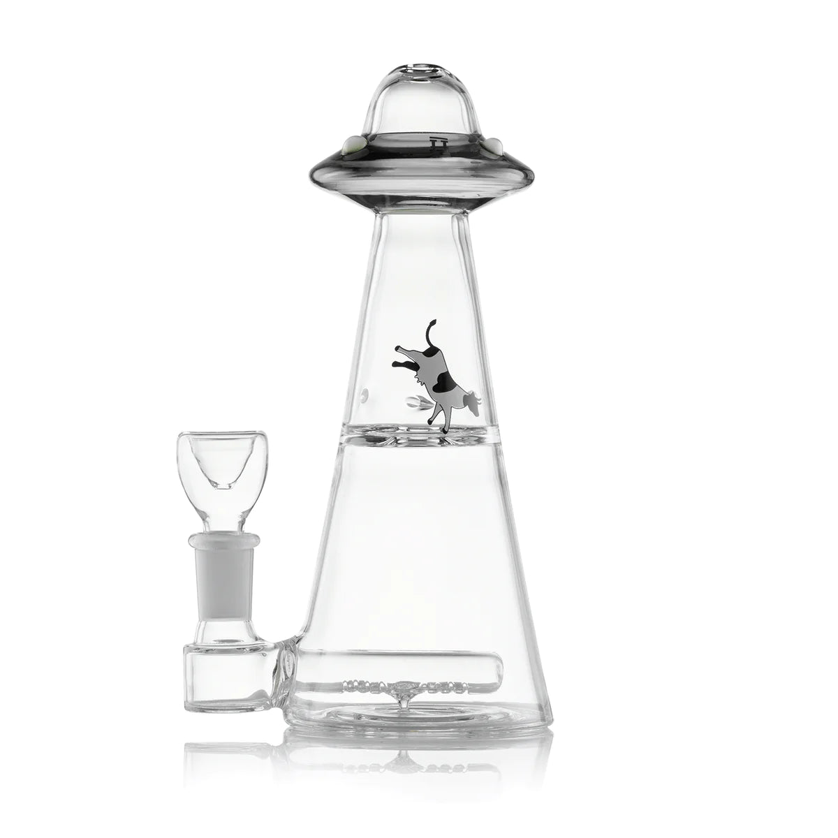 Hemper UFO Vortex Bong with In-Line Percolator, Transparent Black, Front View