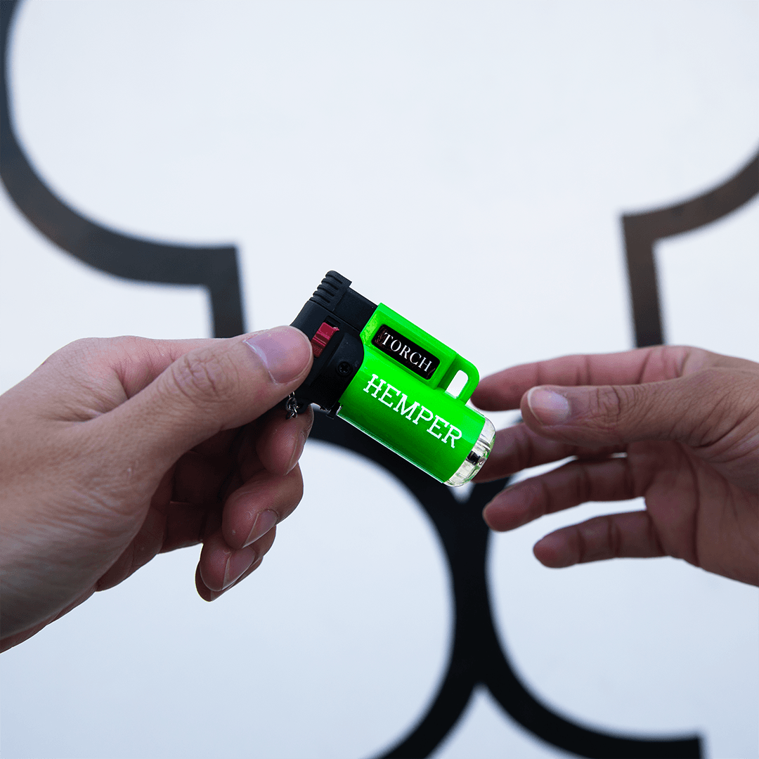 Hemper Windproof Torch Lighter V2 in Green - Handheld Demonstration