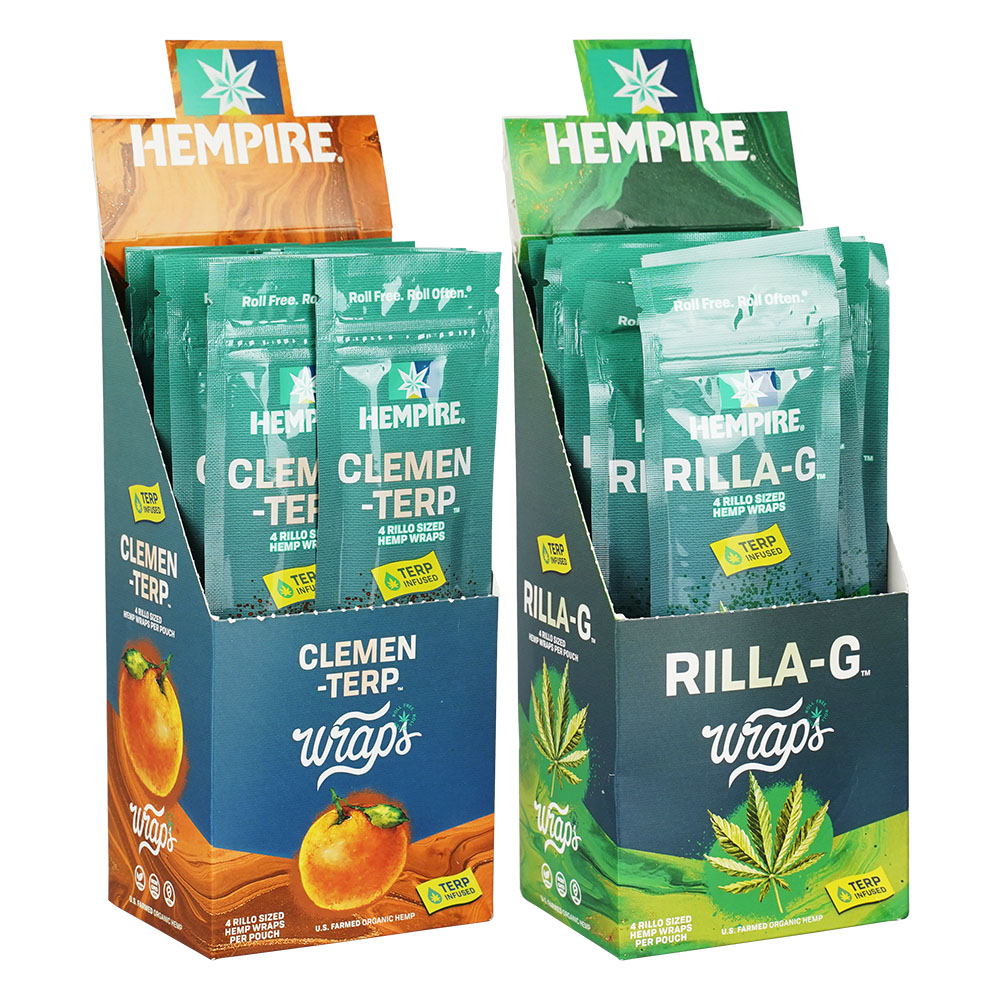 Hempire Terpene Infused Hemp Wraps, 4-pack in a 15pc display box, organic blunt wraps