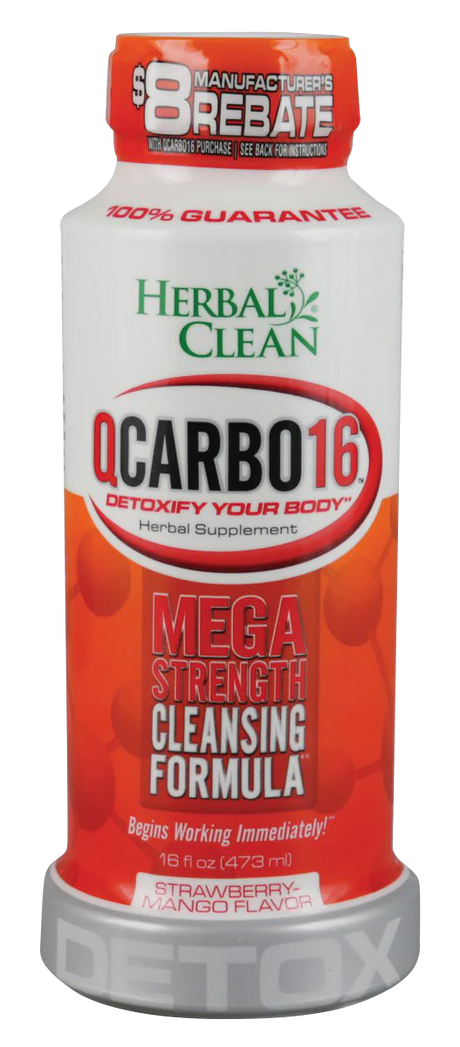 Herbal Clean QCarbo16 Strawberry-Mango Flavor Detox Drink, 16 oz Front View