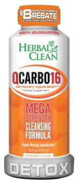 Herbal Clean QCarbo16 Orange Flavor Detox Drink - 16 oz Front View