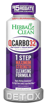 Herbal Clean QCarbo32 Detox Drink in Grape Flavor, 32 oz bottle front view