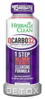 Herbal Clean QCarbo32 Detox Drink in Grape Flavor, 32 oz bottle front view