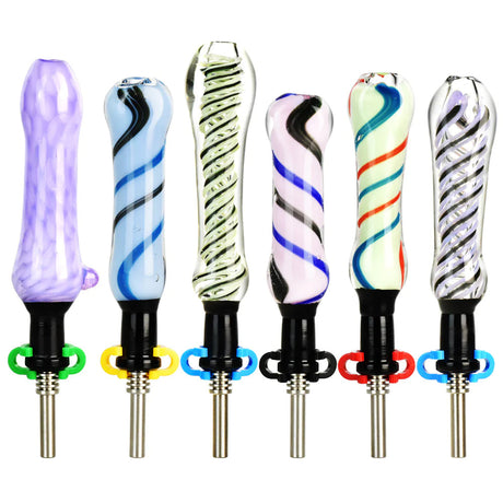 Assorted High End Color Dab Straws, 5" Borosilicate Glass, Portable, Front View