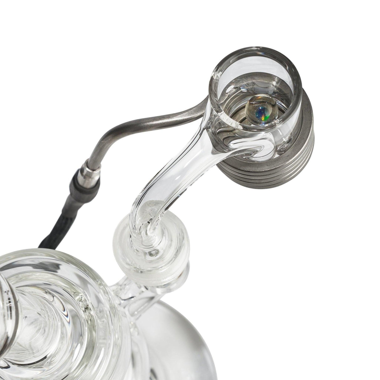 High Five 25mm Quartz E-Banger for Dab Rigs - Close-Up Side View with Auto Spinner Feature