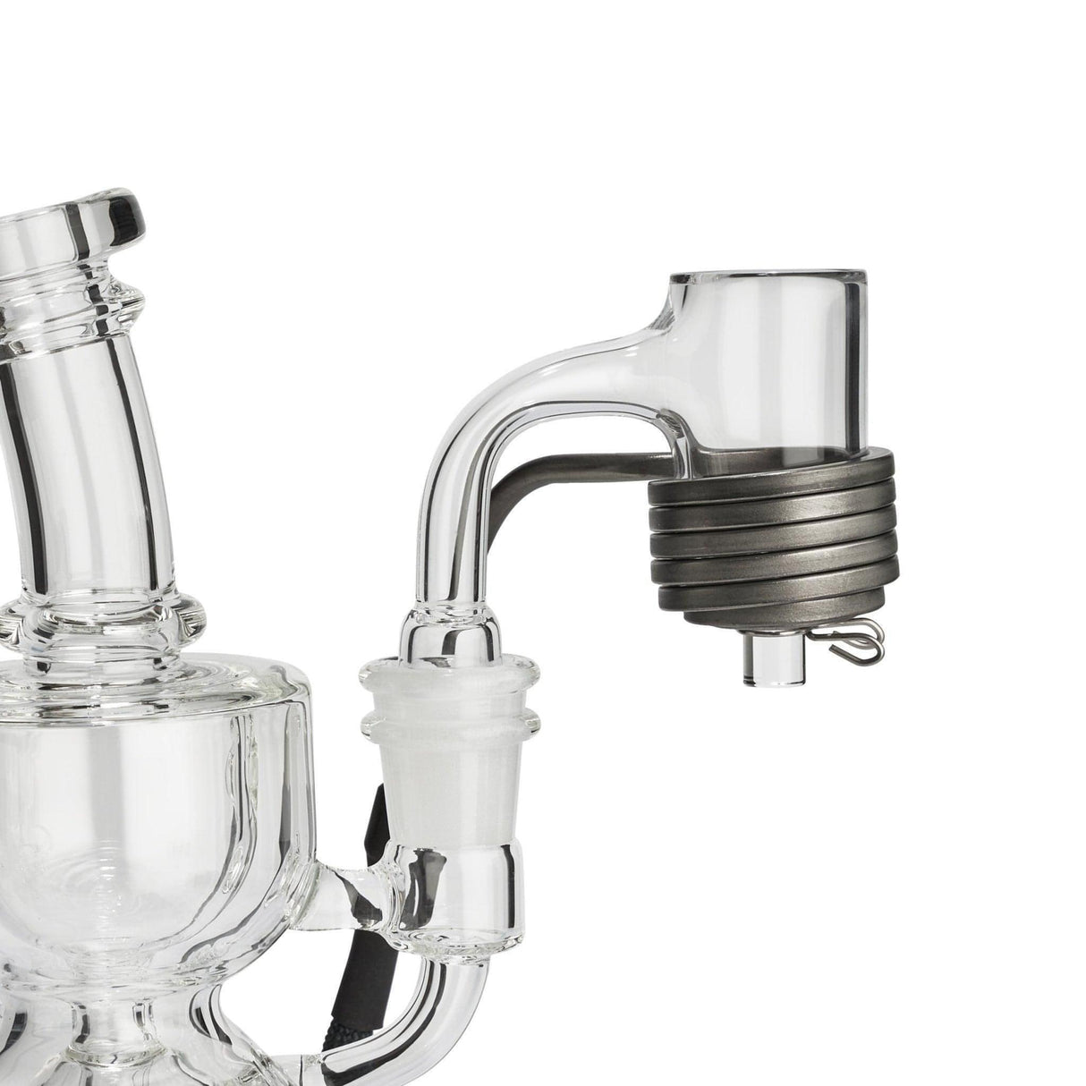 High Five 25mm Quartz E-Banger Close-up on Glass Dab Rig, Ideal for Concentrates