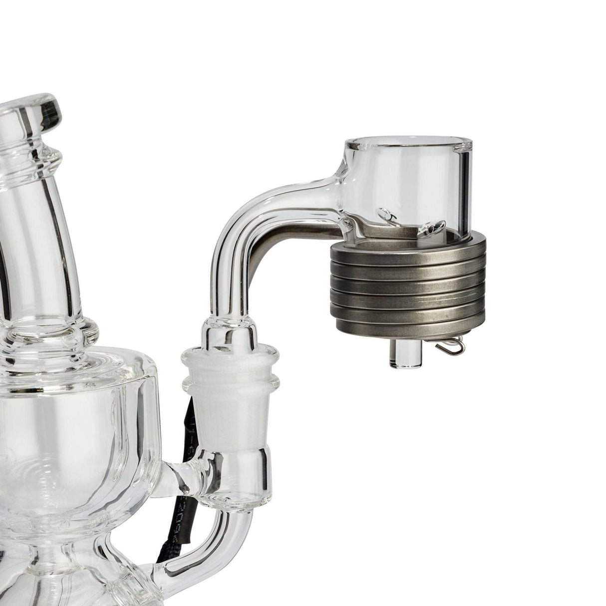 High Five Auto Spinner 30mm Quartz E-Banger attached to Dab Rig - Close-Up