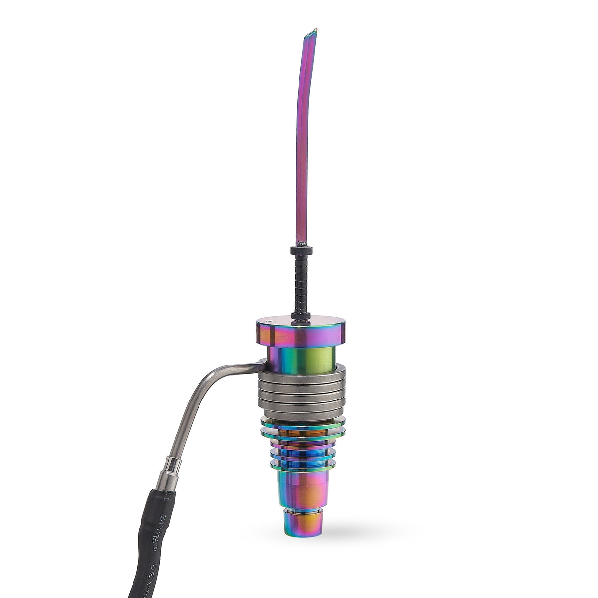 High Five Chromatic Katana Carb Cap for Dab Rigs, Titanium Build, Colorful Design - Side View