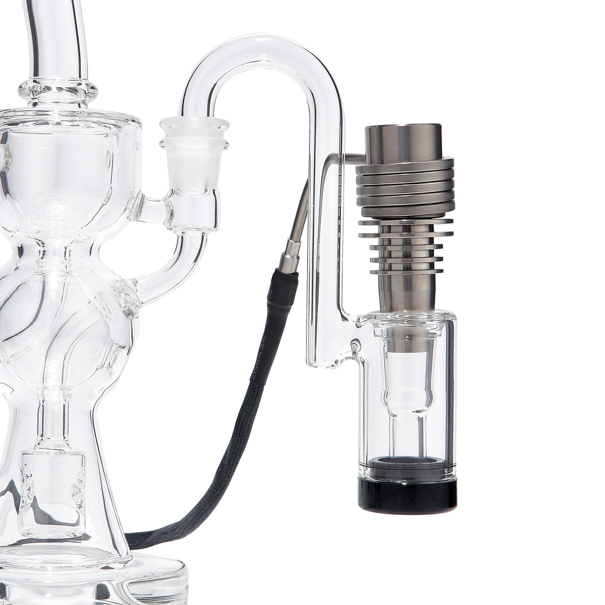 High Five ClaimSaver Glass Drop Down Attachment for E-Nail, Side View on White Background