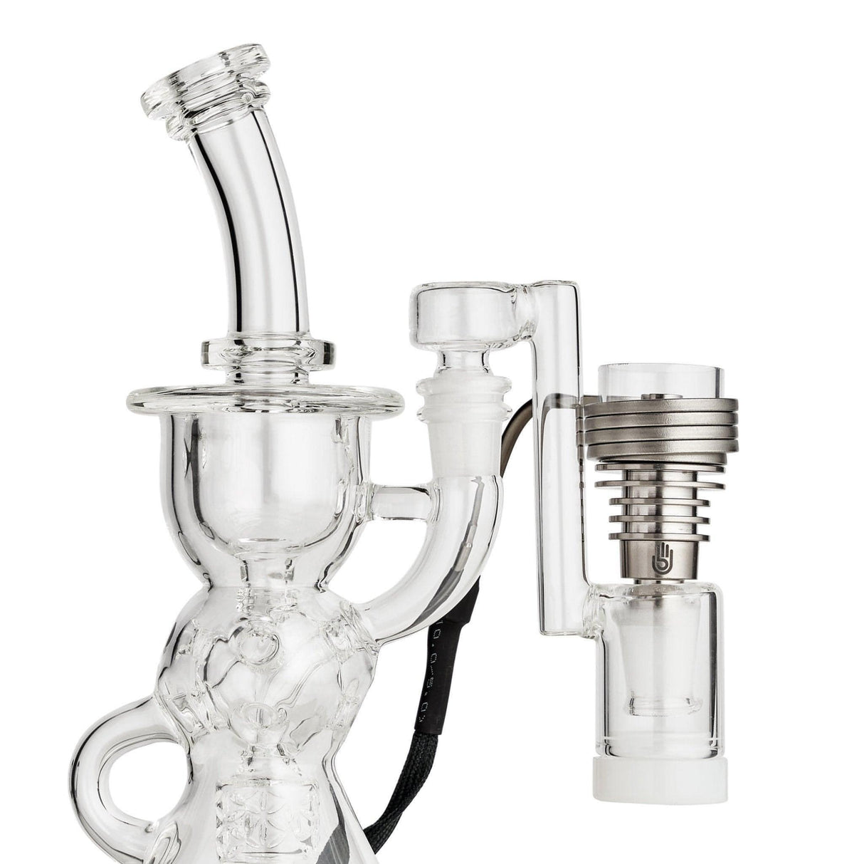High Five ClaimSaver Glass Drop Down attached to bong, side view, for concentrates