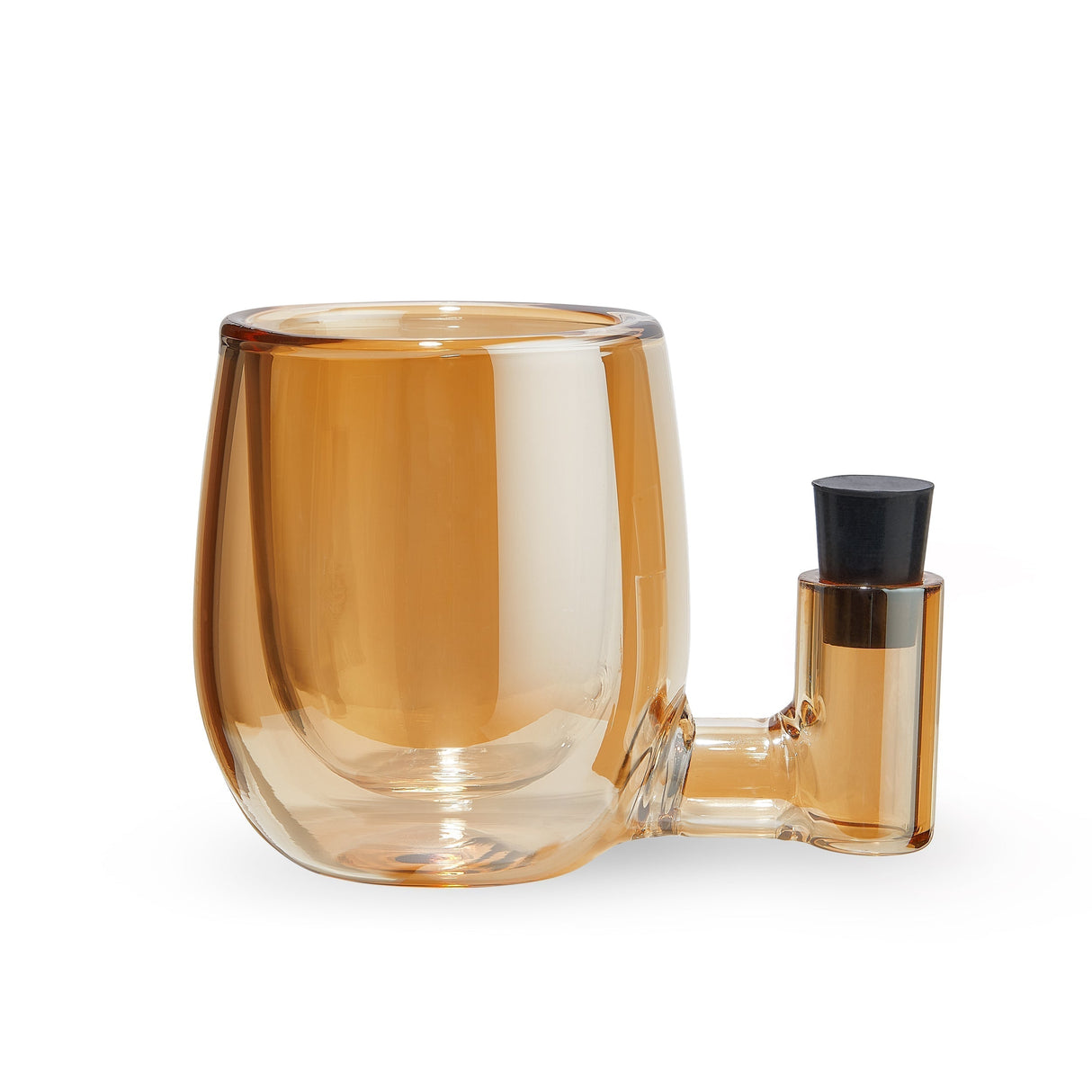 High Five Glass ISO Station in Small Size - Amber Borosilicate Glass - Side View