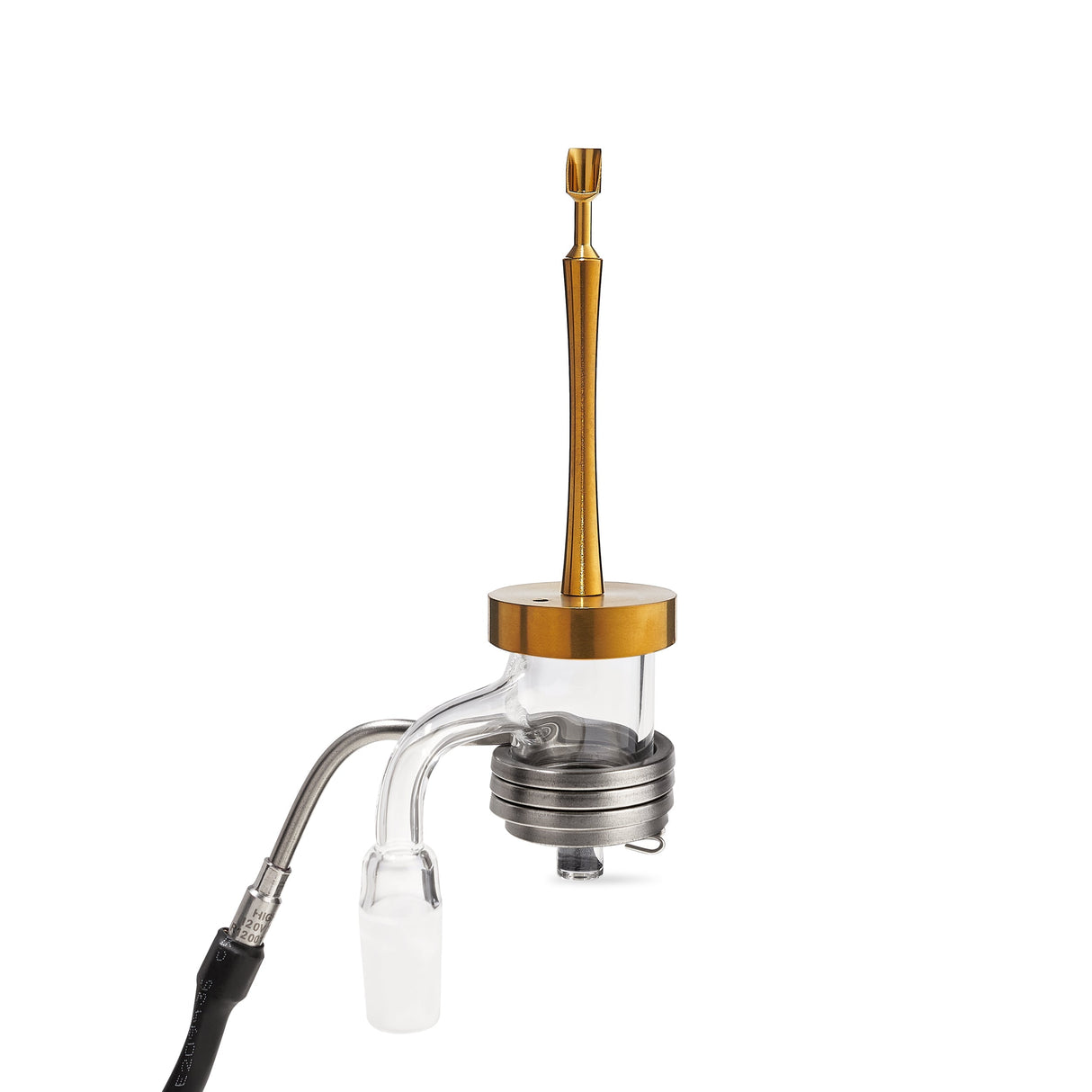 High Five Gold Multi Tip Carb Cap for Dab Rigs, Titanium Build, Angled View on White