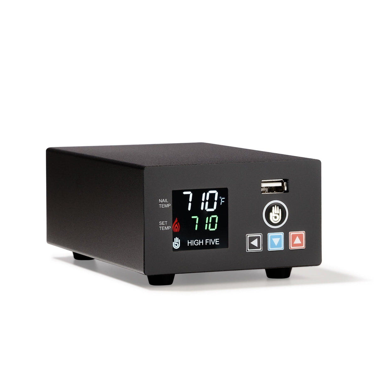 High Five Black LCD E-Nail for Concentrates - Front View with Digital Display