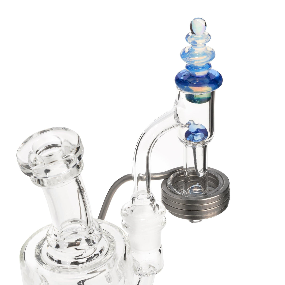 High Five LCD E-Nail with Quartz E-Banger & Glass Rig Kit, angled view on white background