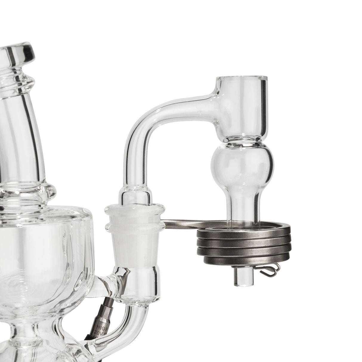 High Five LCD E-Nail with Quartz E-Banger & Glass Rig Kit - Close-Up Side View