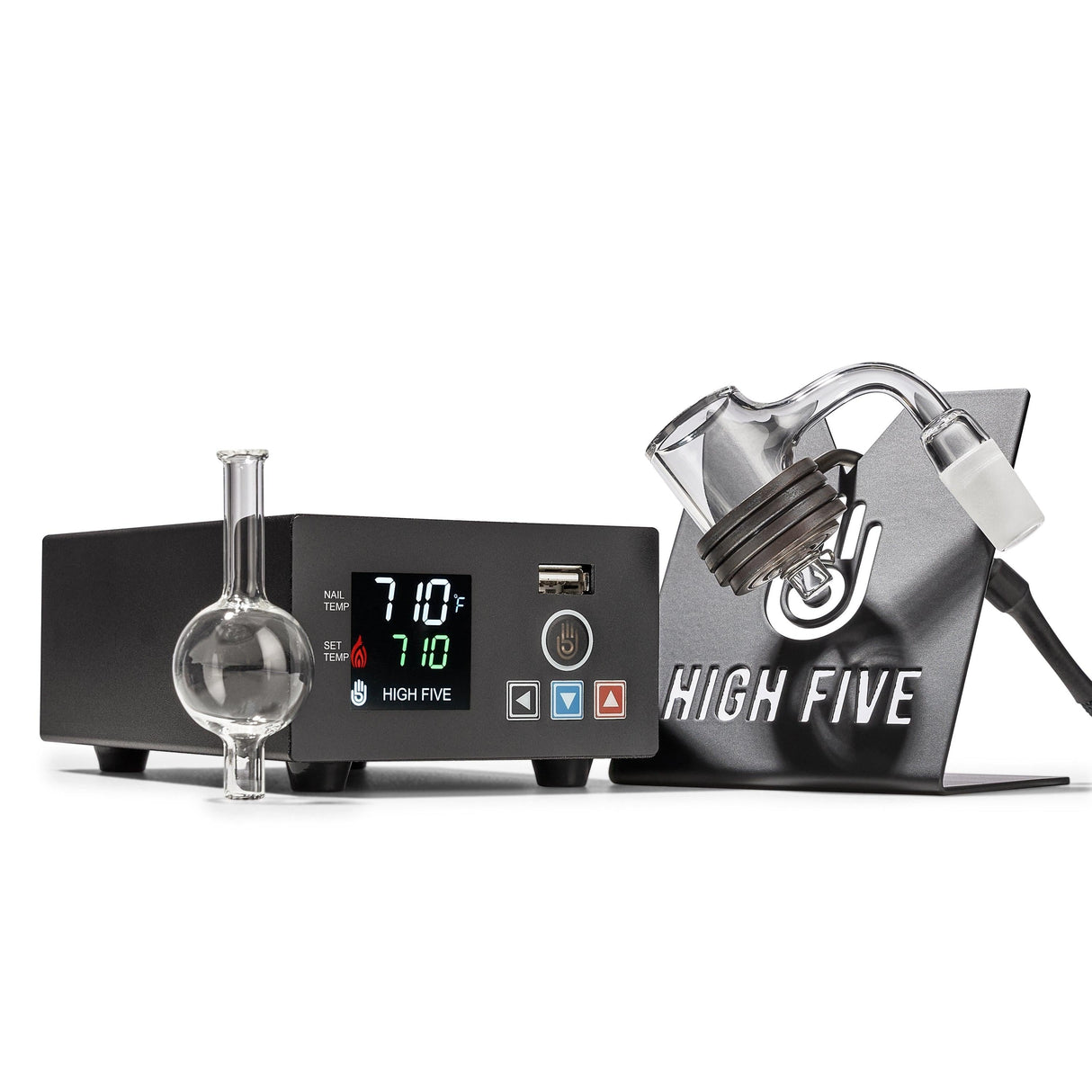 High Five LCD E-Nail with Quartz E-Banger & Rig Kit for Concentrates - Front View