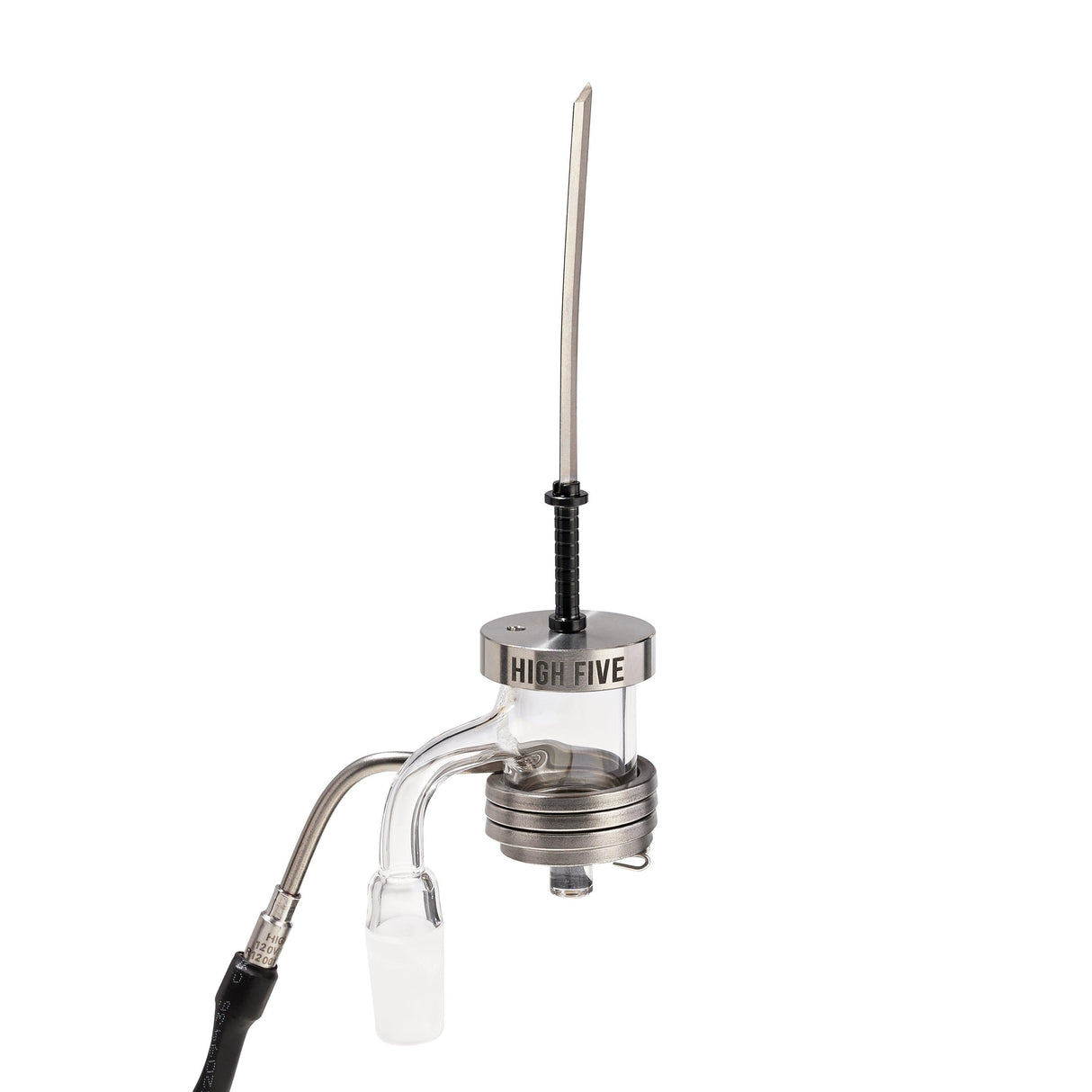 High Five LCD E-Nail with Quartz Banger & Dab Rig Kit for Concentrates - Isolated Side View