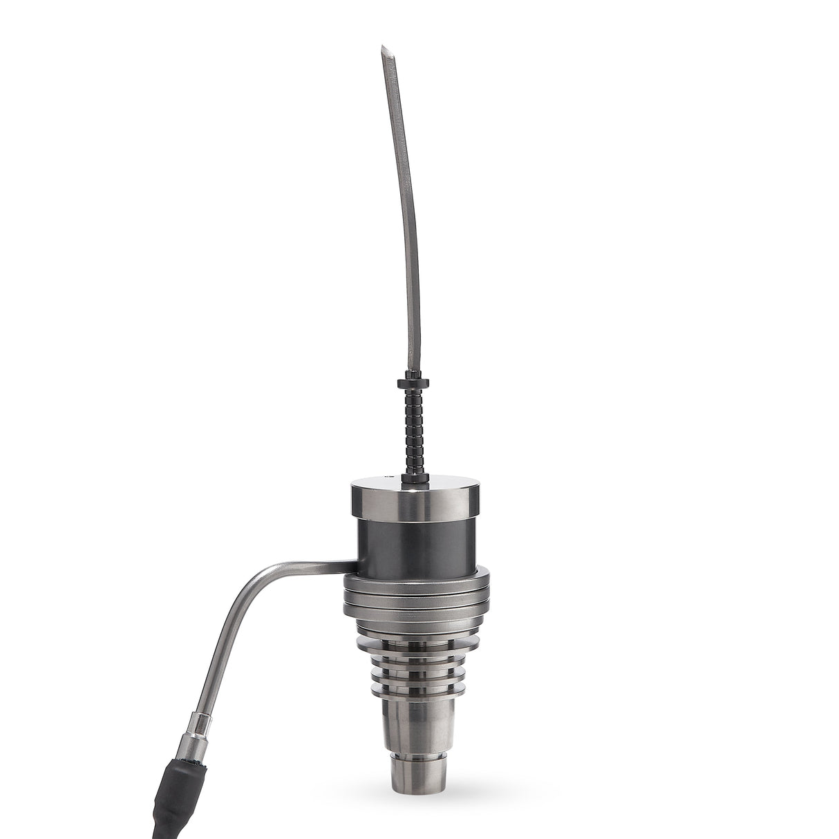 High Five Silver Katana Carb Cap for Dab Rigs, Titanium Build, Front View on White Background